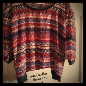 3/4 length sleeve sheer top